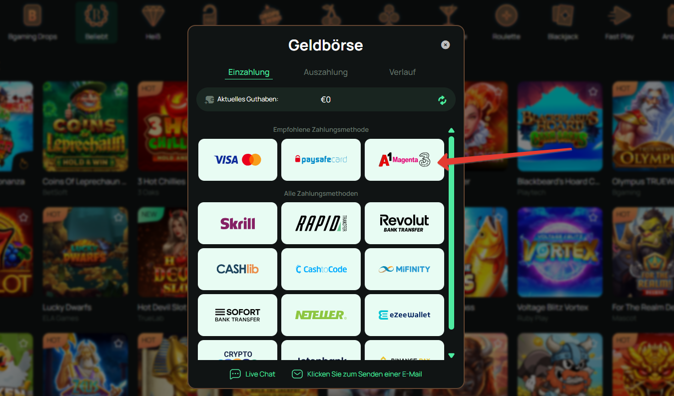 Ritzo Casino mit Handyrechnung bezahlen